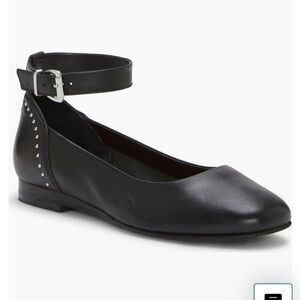 Lucky Brand Black Leather Ankle Strap Flats